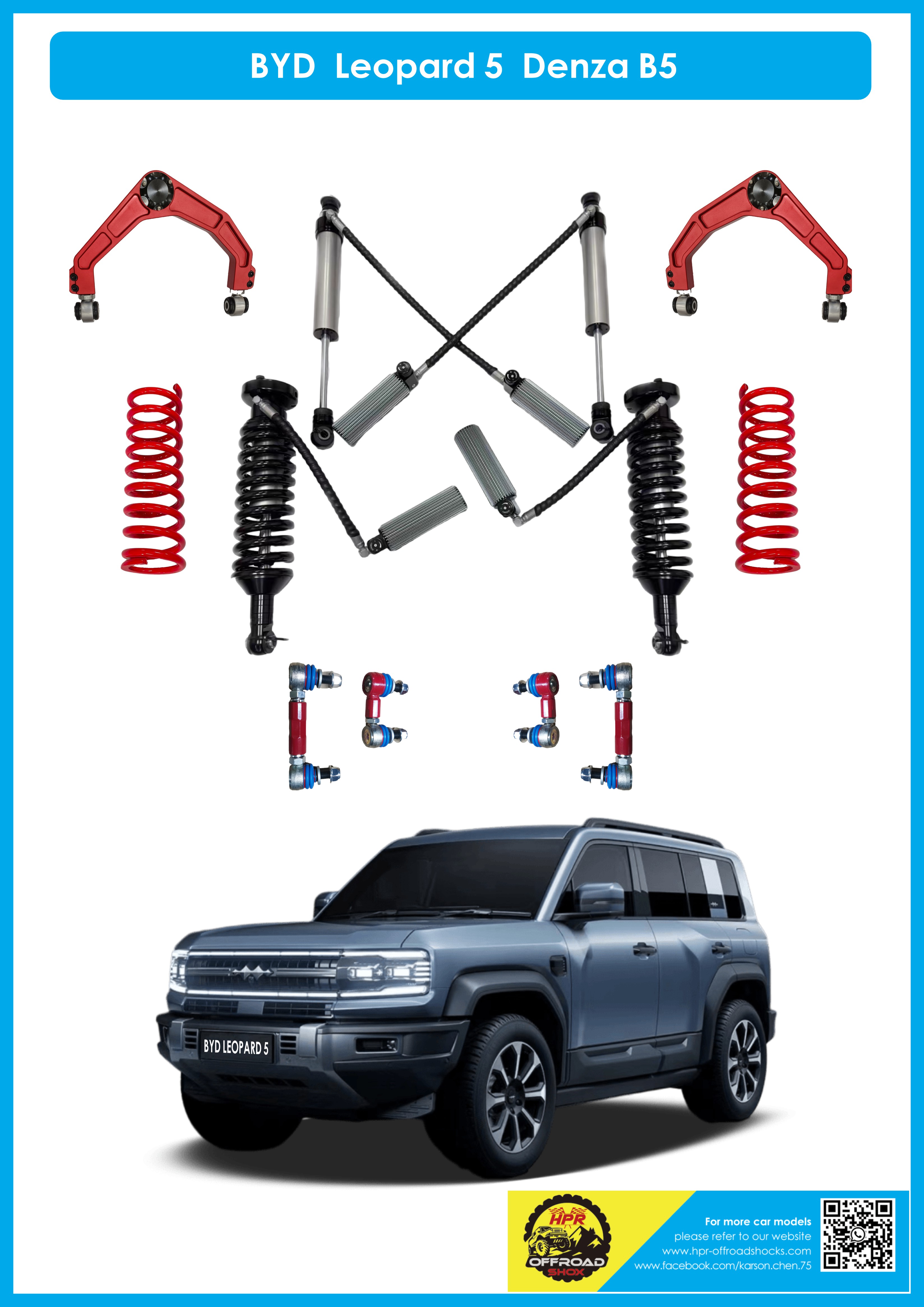 Unleash Extreme Performance: HPR’s 2.5-Inch Nitrogen Shocks for 2023+ BYD Formula Leopard 5/Fangchengbao Bao 5