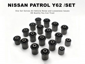 Nissan Patrol Y62 2010-2023 Bushing kits 18 PCS Front upper and lower control arm Rear lateral rod panhard rod replacement OEM quality rubber bushings