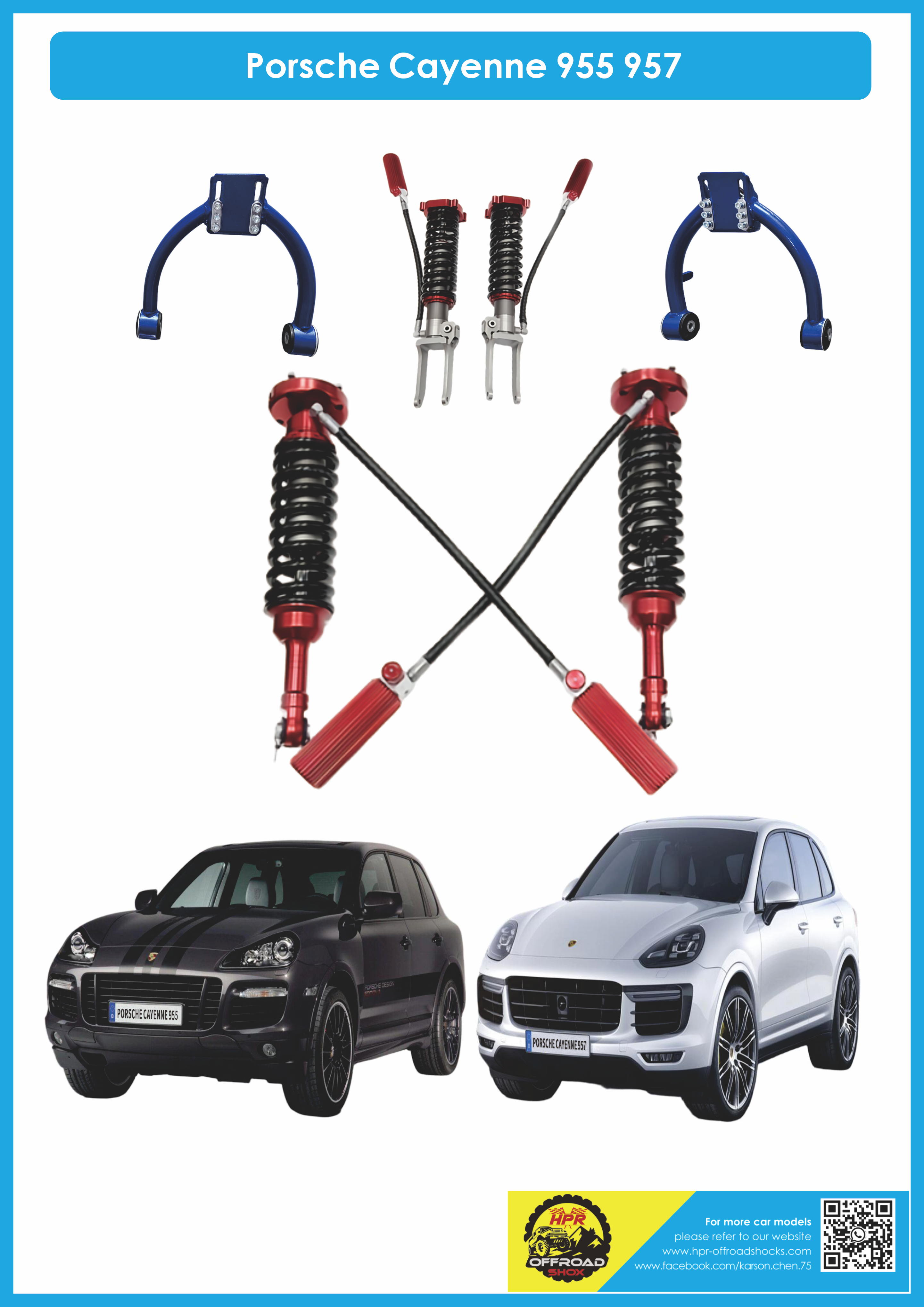 Porsche Cayenne 955 957 2 inch lift Nitrogen shock absorbers