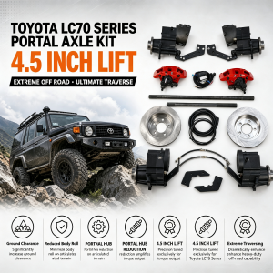 Toyota LandCruiser LC76 Series Portal Axle Portal Gear Lifts Portal Hubs Drop Axle Gear Reduction Hubs 4.5 inch lift high performance offroad/4×4/overland/racing suspension